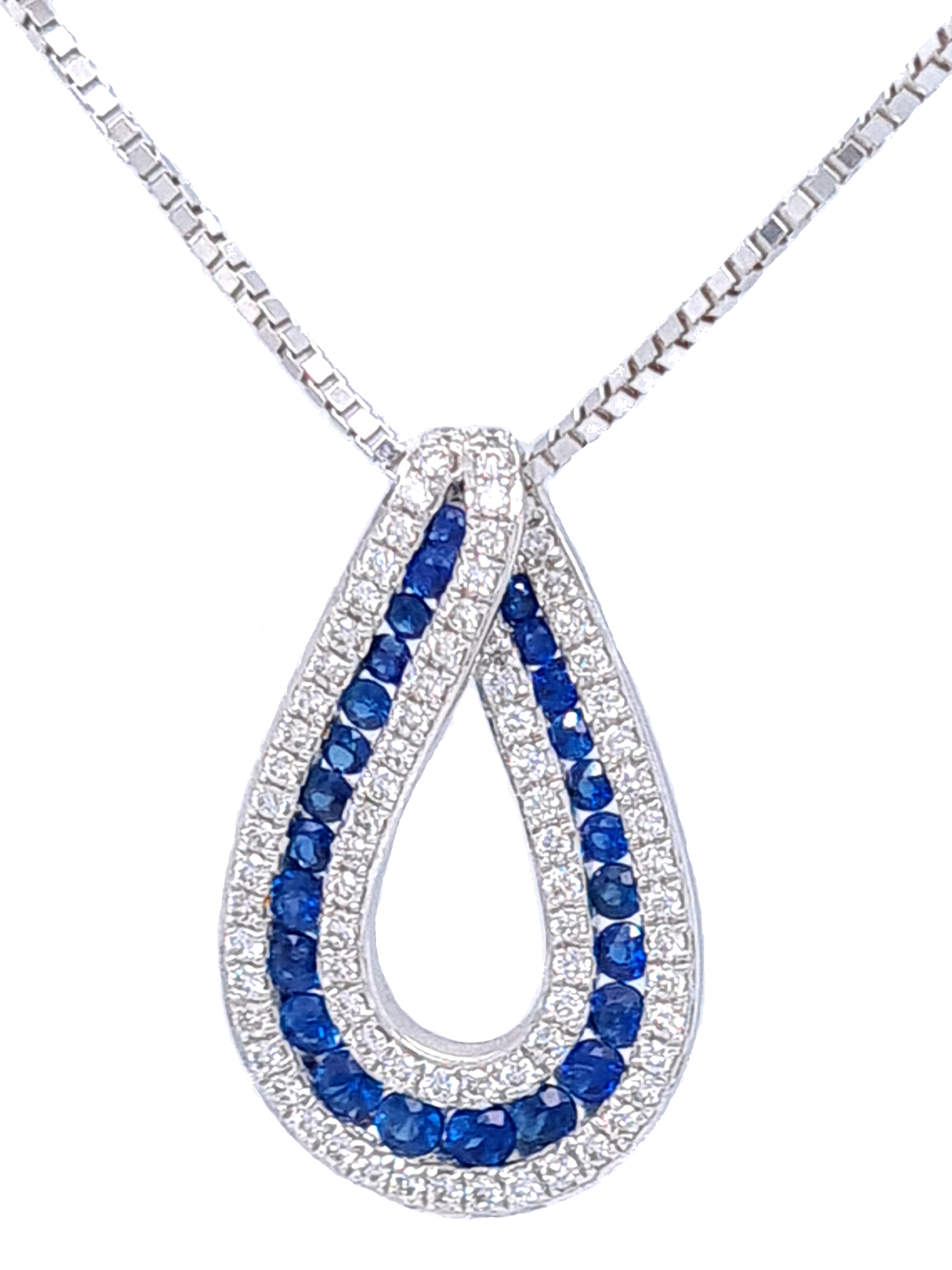 Diamond and Sapphire 18kt White Gold Pendant