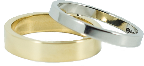 Platinum and gold wedding rings